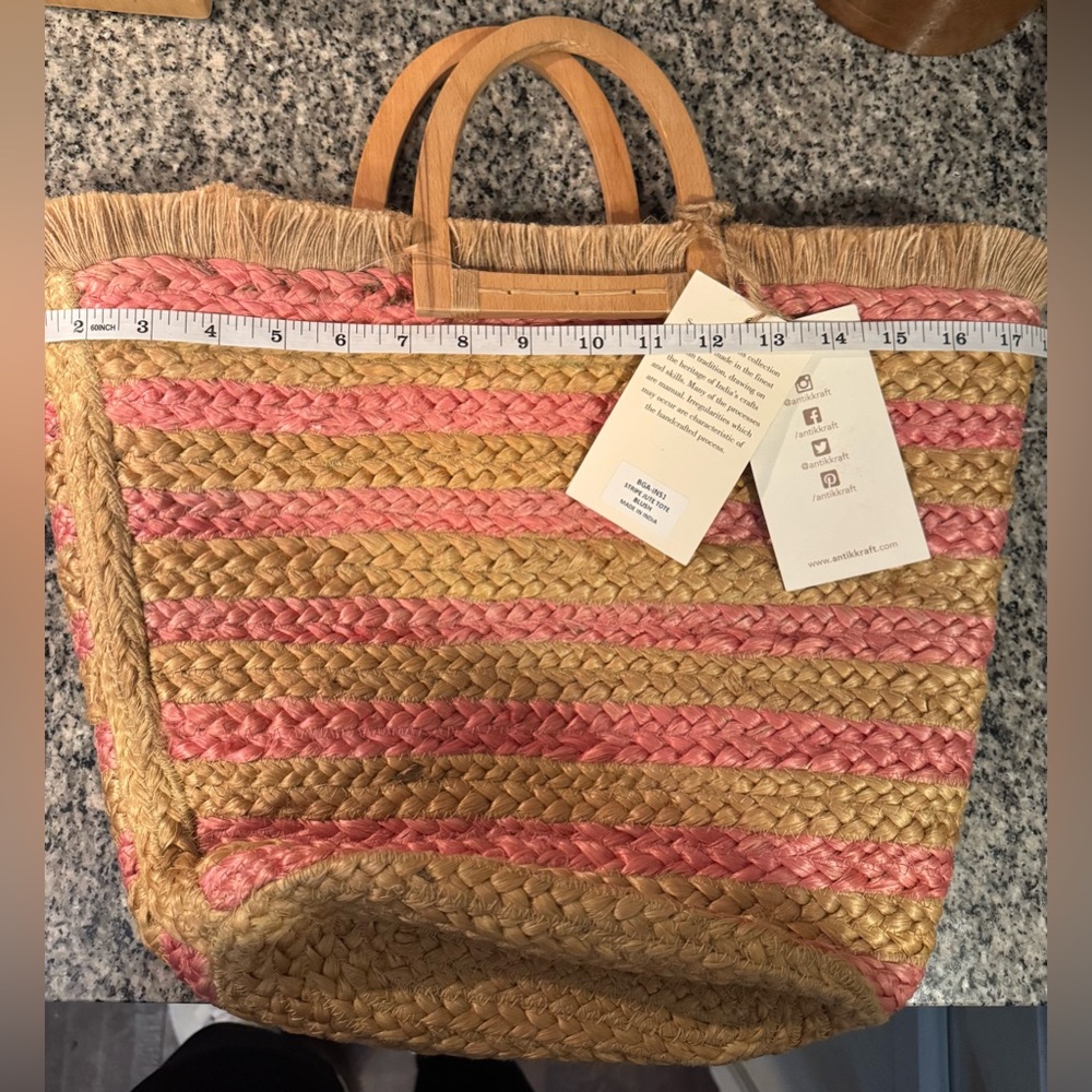 NWT Antik Kraft Jute tote - Picture 9 of 12